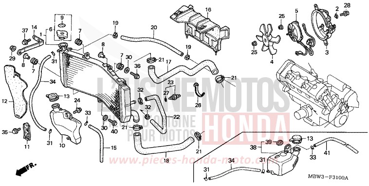 RADIATOR for CBR600F Special Edition WINNING RED (R258) from 2001